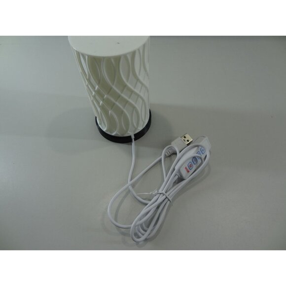 Decorative USB-Powered LED Table Lamp With Modern Geometric Patterned Shade & So - Picture 6 of 8